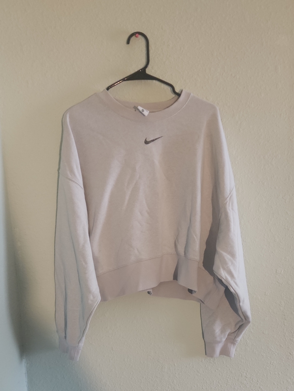 Women's Nike Crew Sweatshirt in White with Textured Swoosh